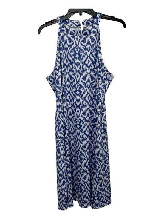 noracora Dresses & Skirts - Blue and White Ikat High Neck Halter Midi Dress (Size L)